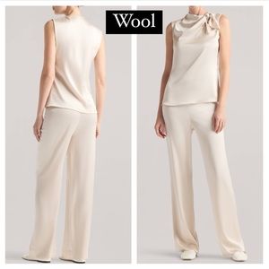St. John Santana Knit Pull On Elastic Waist Pants NWOT Beige L